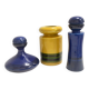 Set of Three Postmodern Blue and Yellow Glazed Vase and Bottles by Parravic