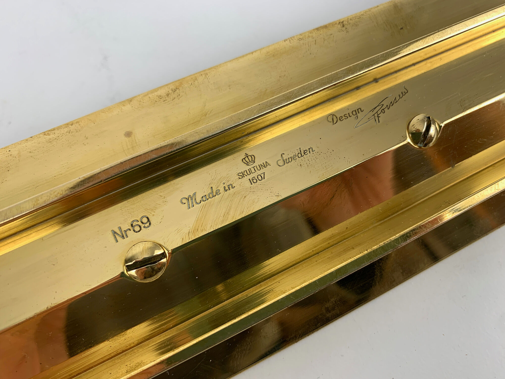 Scandinavian brass candle holder, vintage, Pierre Forsell for Skultuna, 1960