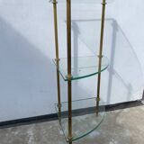 Neoclassical corner or corner seat, 3 levels in white tempered glass