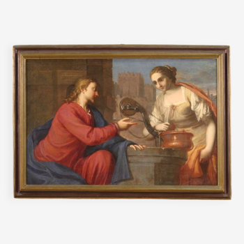 Ecole italienne du XVIIème siècle, Jésus et la Samaritaine au puit