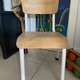 Ancienne chaise écolier enfant bois et métal