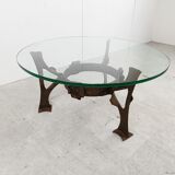 Sculpted steel flower coffee table, 1970s