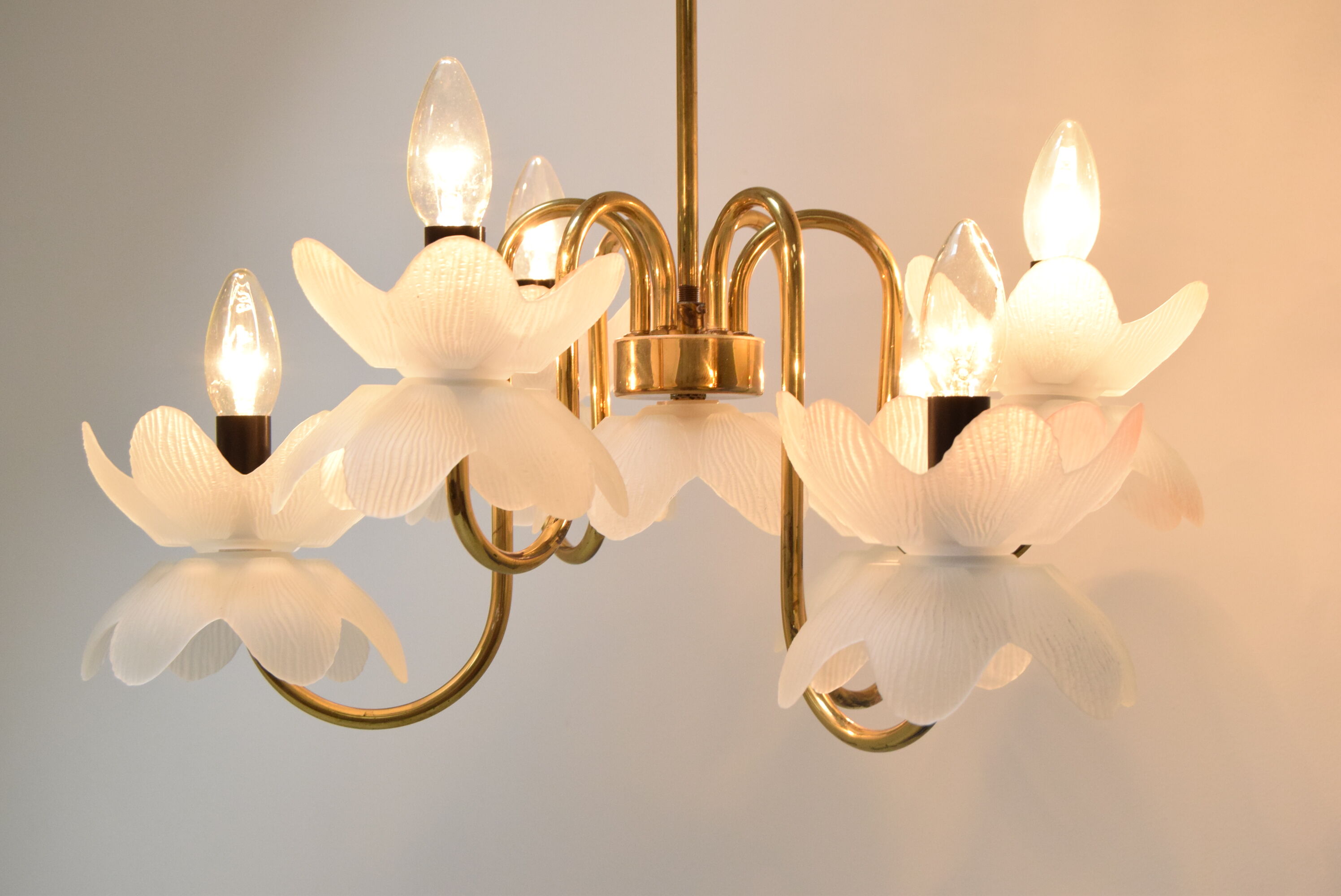 Mid-century Glass Chandelier,1970's.