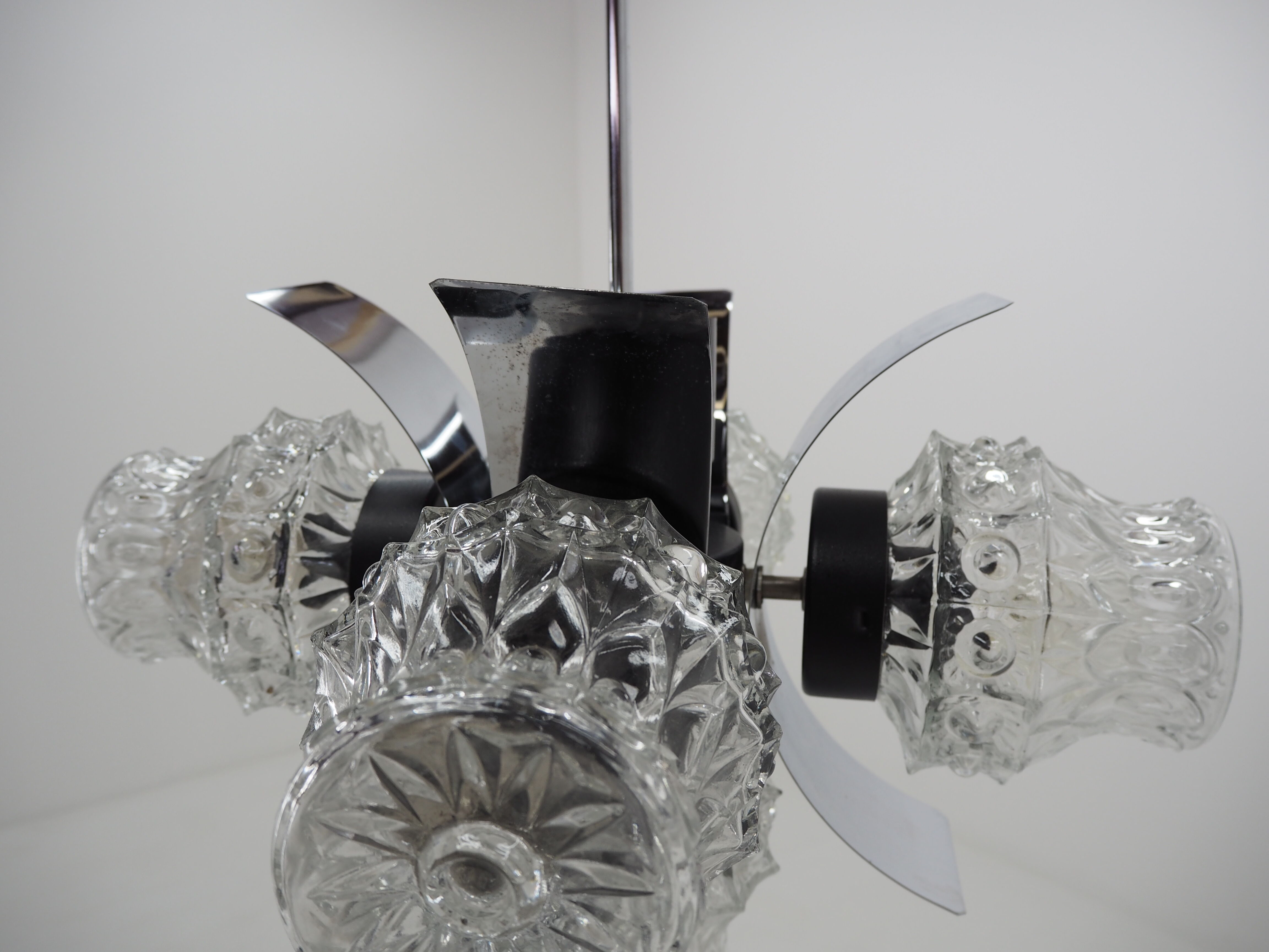 Chrome and glass chandelier, Czechoslovakia, 1960
