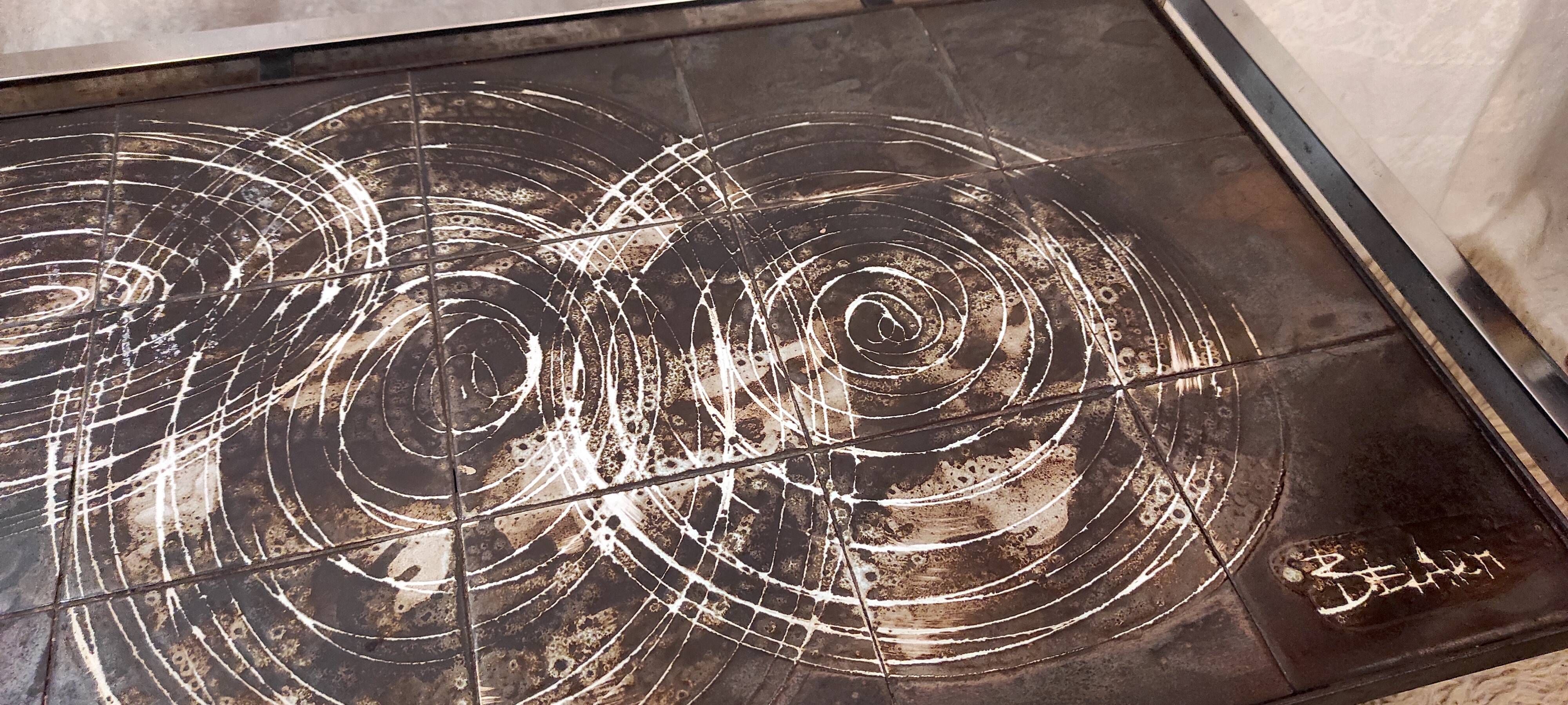Ceramic and metal coffee table - signed Belarti - 1960s/70s