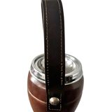 Wood and leather standing ashtray 1970