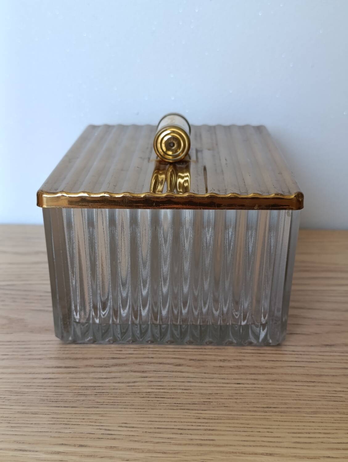 Vintage decorative box in ribbed glass – 1960s/70s