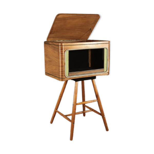 Meuble en bois sur pieds vintage retro