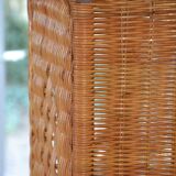 Vintage woven rattan magazine rack