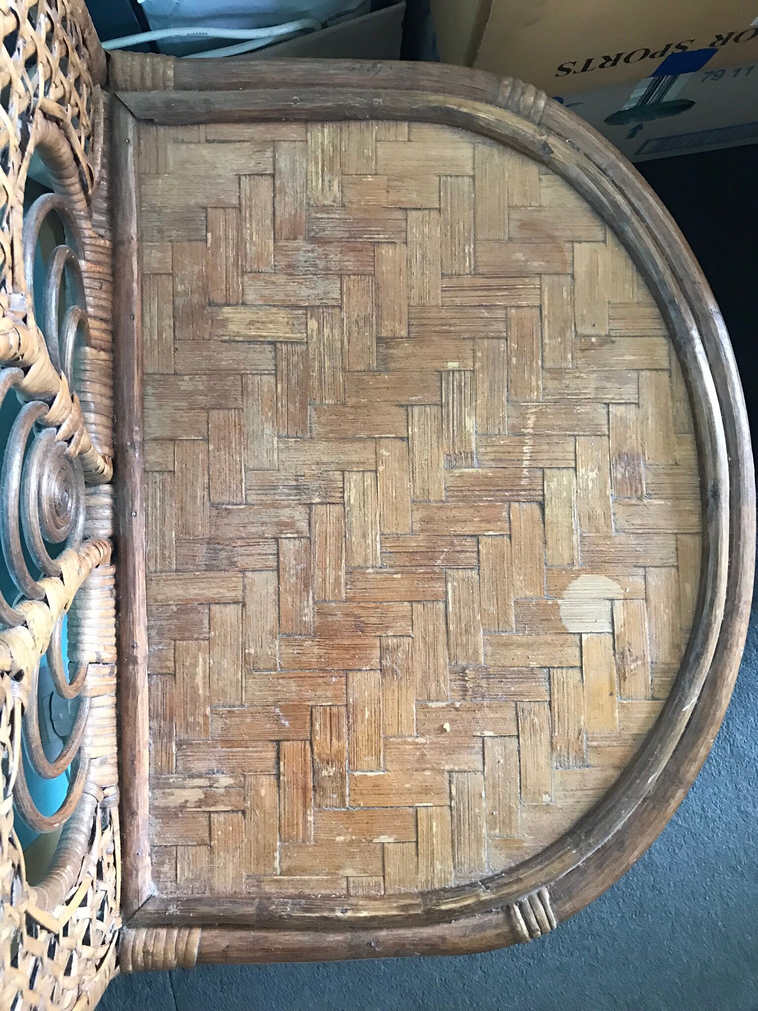 60s rattan bedside table