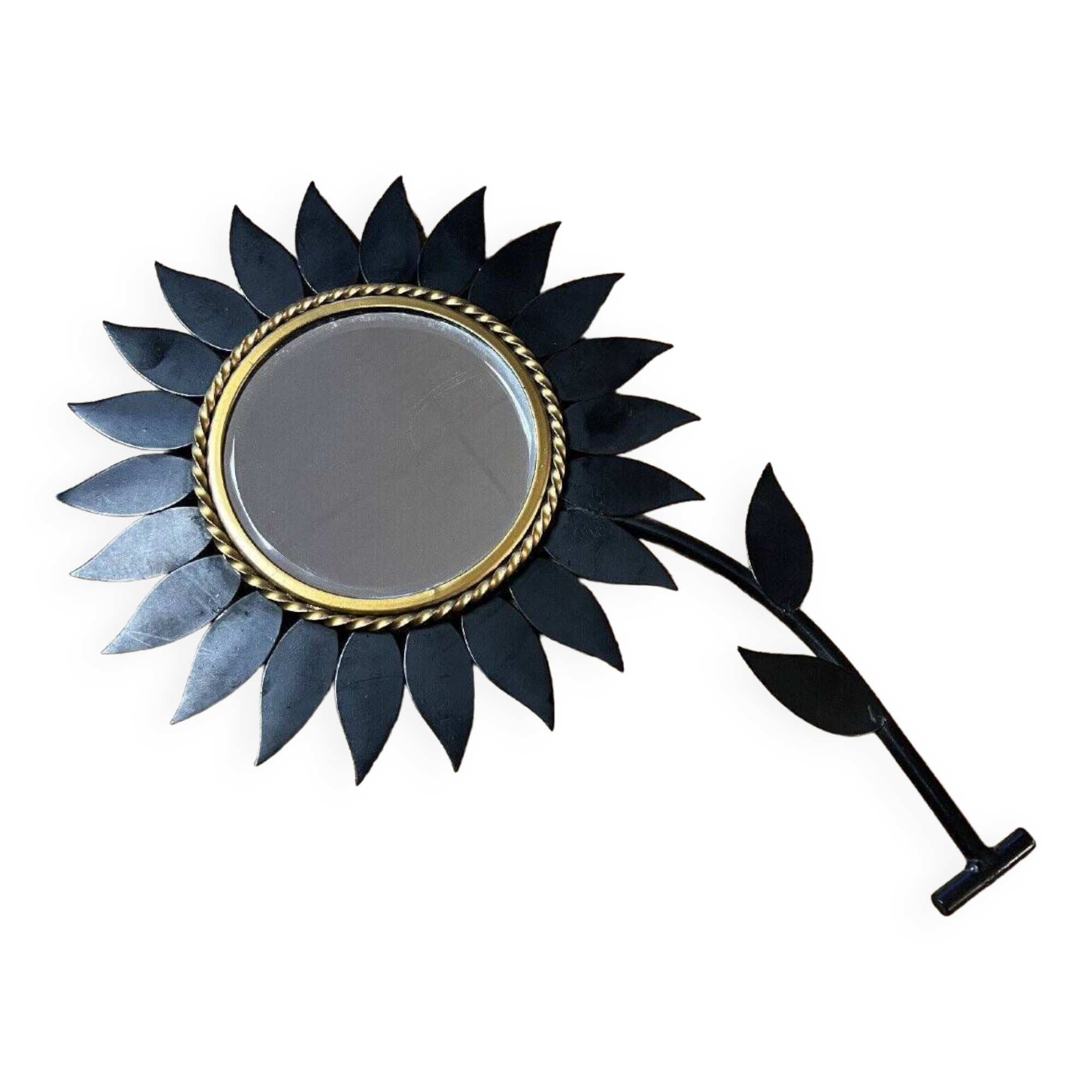Vintage 70s: sunflower mirror marked and signed on the back / chaty vallauris am