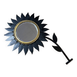 Vintage 70s: sunflower mirror marked and signed on the back / chaty vallauris am