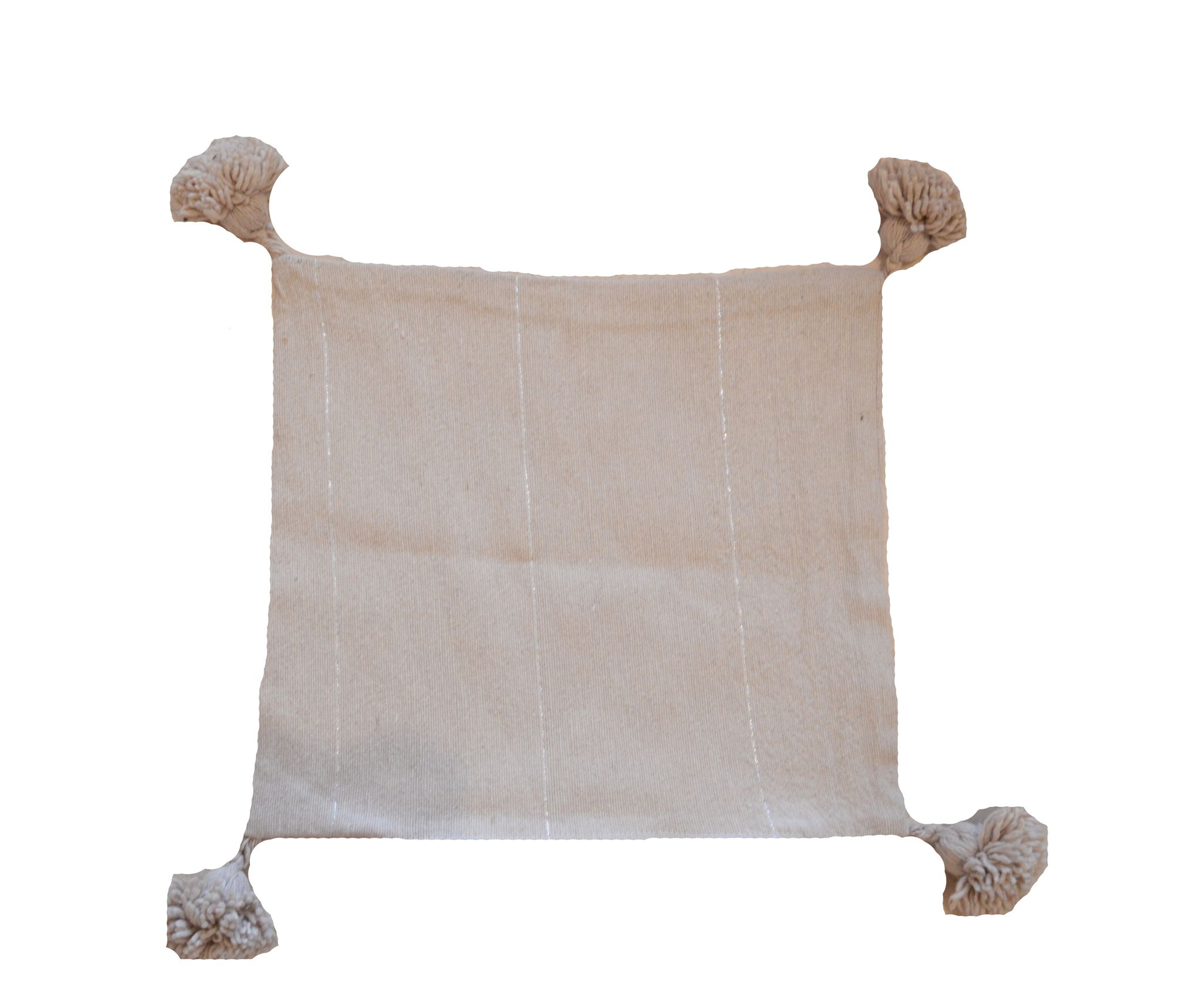 Oreiller pompon marocain crème blanc 48x48cm