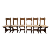 Set of 6 rustic 1970s chairs