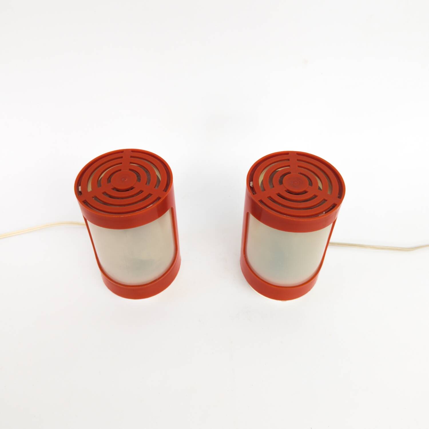 Pair of space age red plastic table lamps by Elektrosvit, 1960s