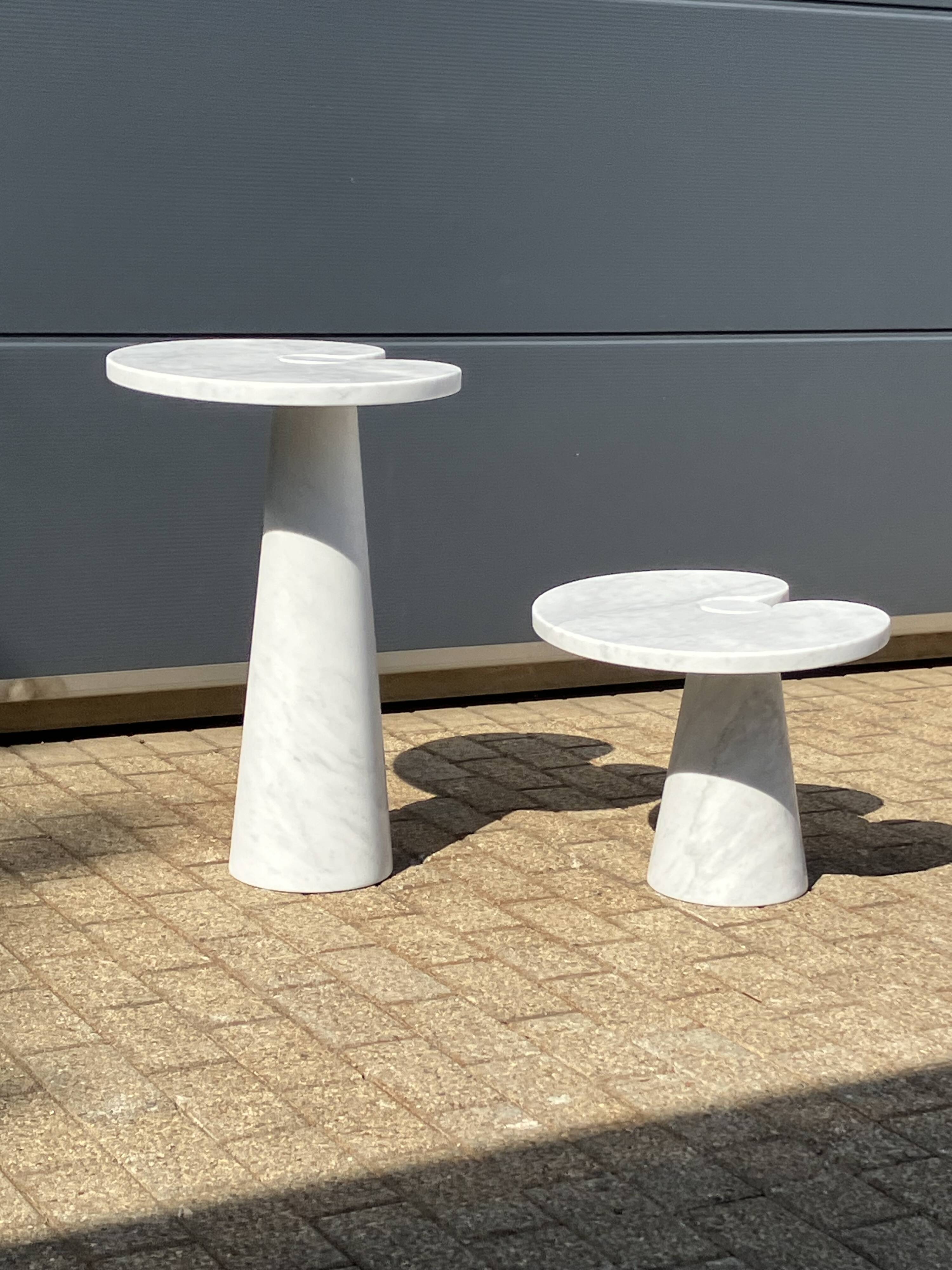 2x Eros Side table Angelo Mangiarotti Carrara marmer Nieuwstaat!