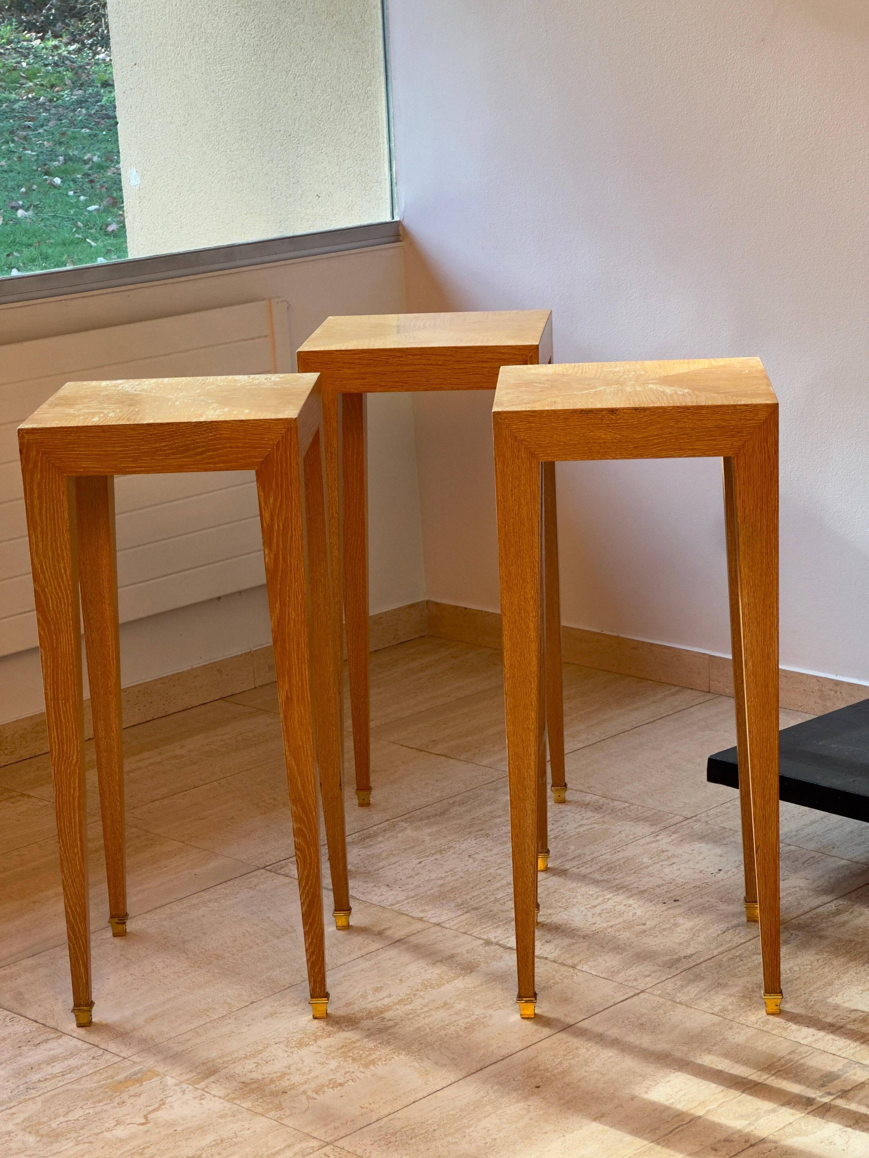 Set of 3 Pedestals and Console Table by Jacques Grange, France, 1973