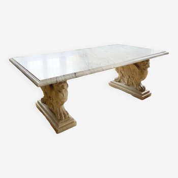 Table en marbre et pierre de style Jean-Charles Moreux