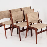 Six chairs by Henning Kjaernulf design, 70s design