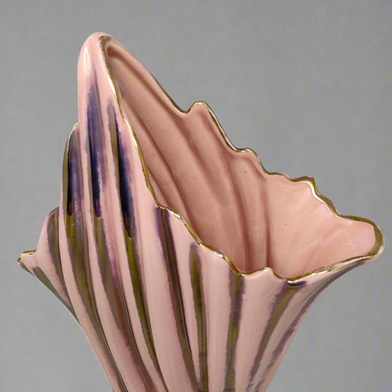 1960s Astonishing Pink and Gold Vase by SICAS Limited Edition. Made In Italy