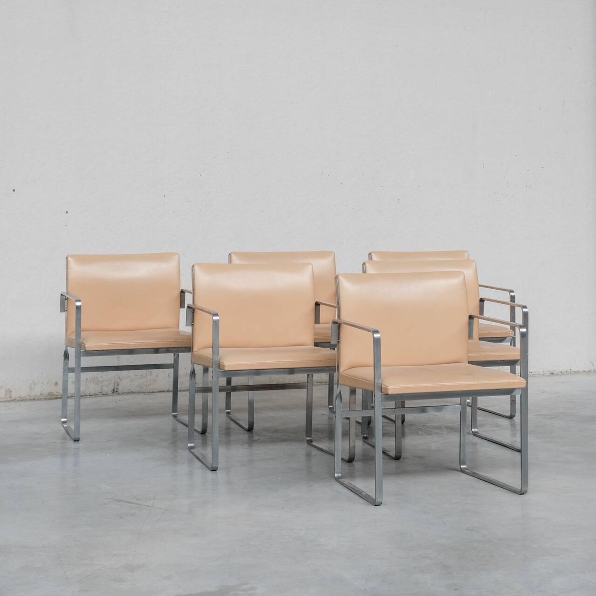 Set of Six Hans J Wegner 'JH811' Mid-Century Steel and Leather Dining Chairs