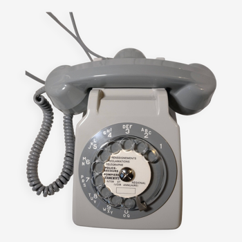 Téléphone Vintage S63 gris à cadran rotatif Ptt