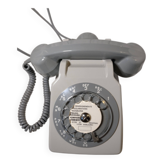 Téléphone Vintage S63 gris à cadran rotatif Ptt