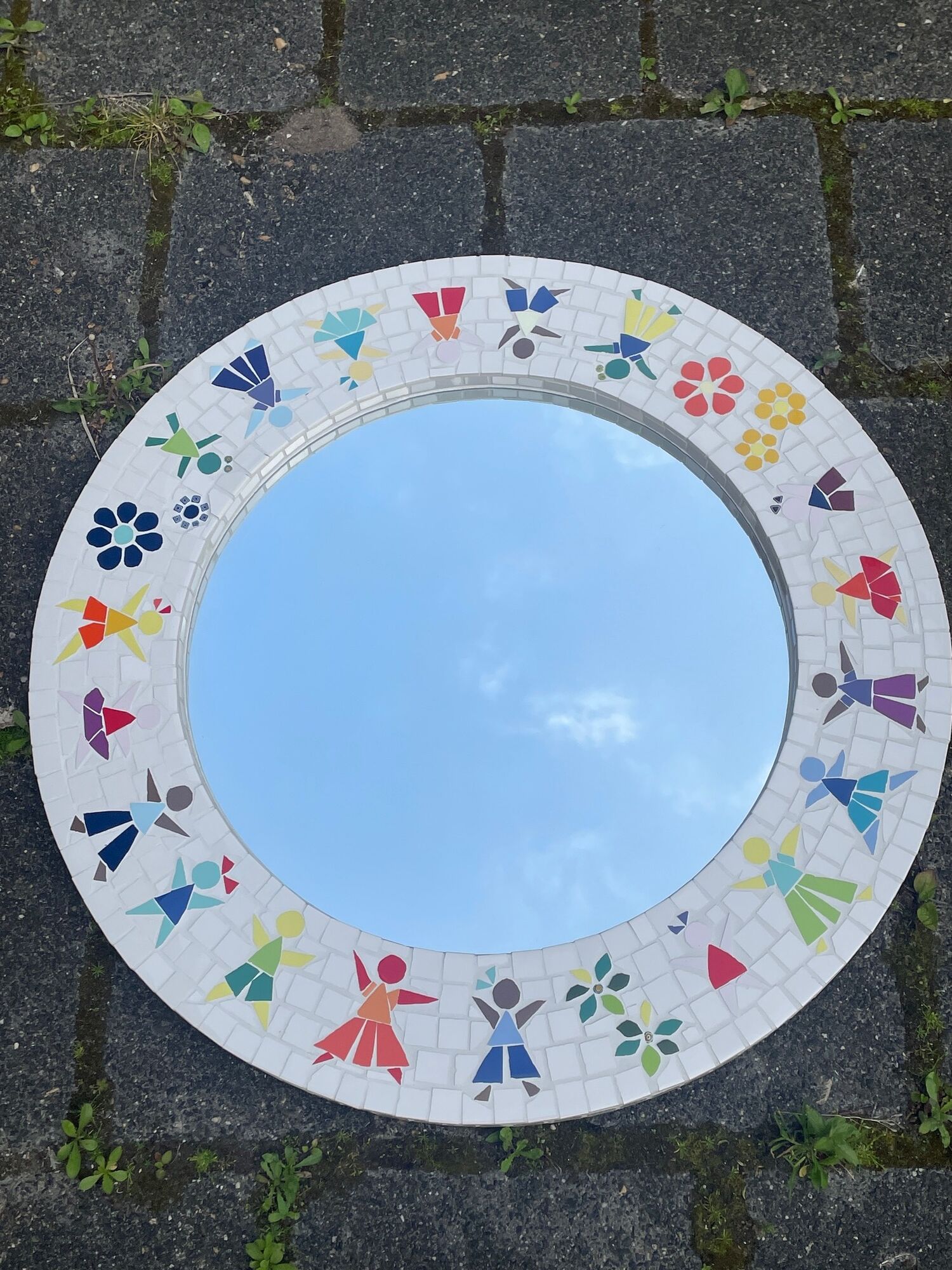 Vintage Mozaik mirror. Children mirror, Childsroom mirror tiles.