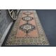 Vintage Turkish Oushak handmade wool cotton brown runner rug 143x347