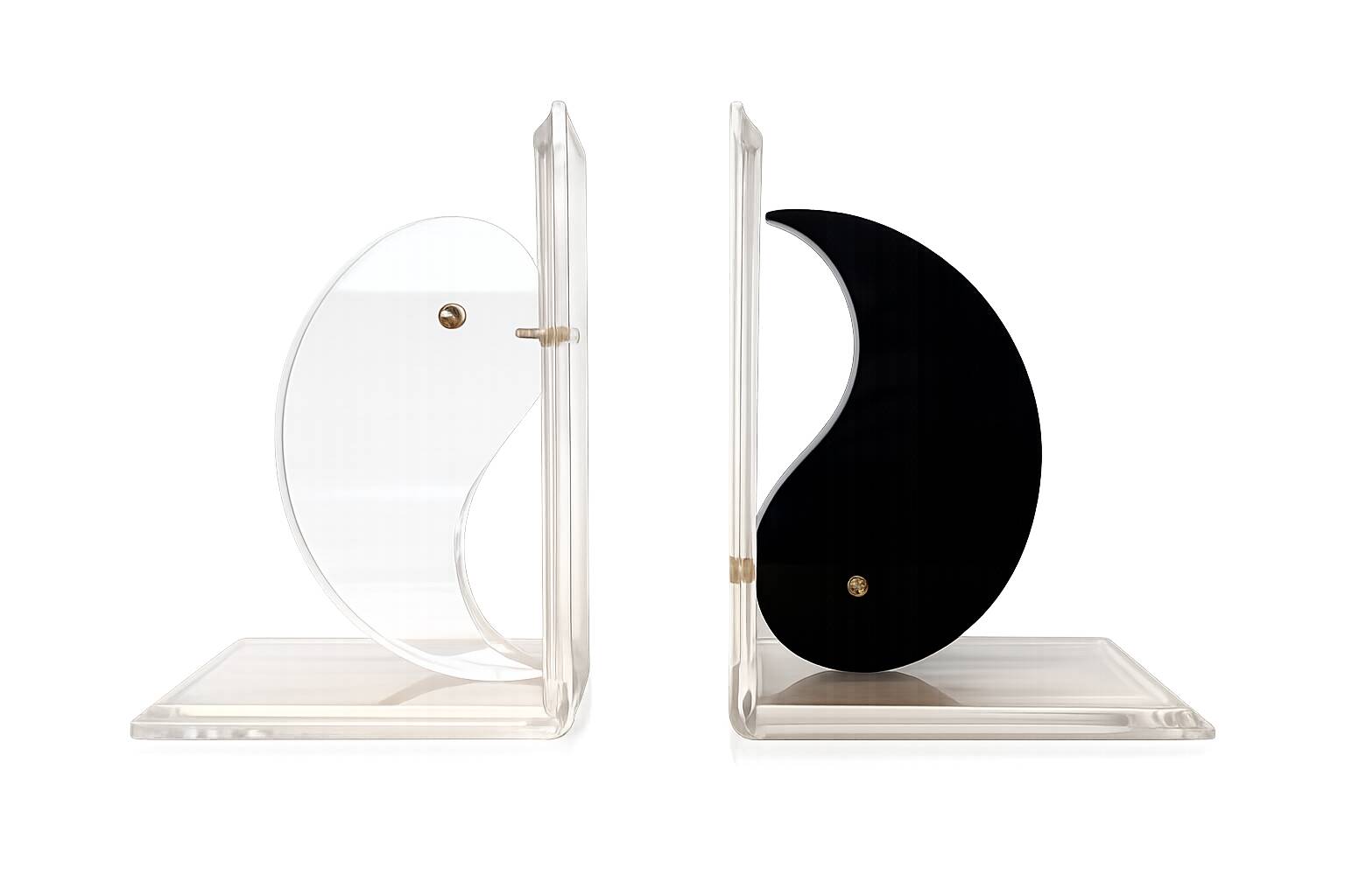 Yin Yang bookends in plexiglass - 1980s postmodern design