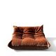 Two-seater Togo sofa in terracotta velvet, Ducaroy first edition 1970.
