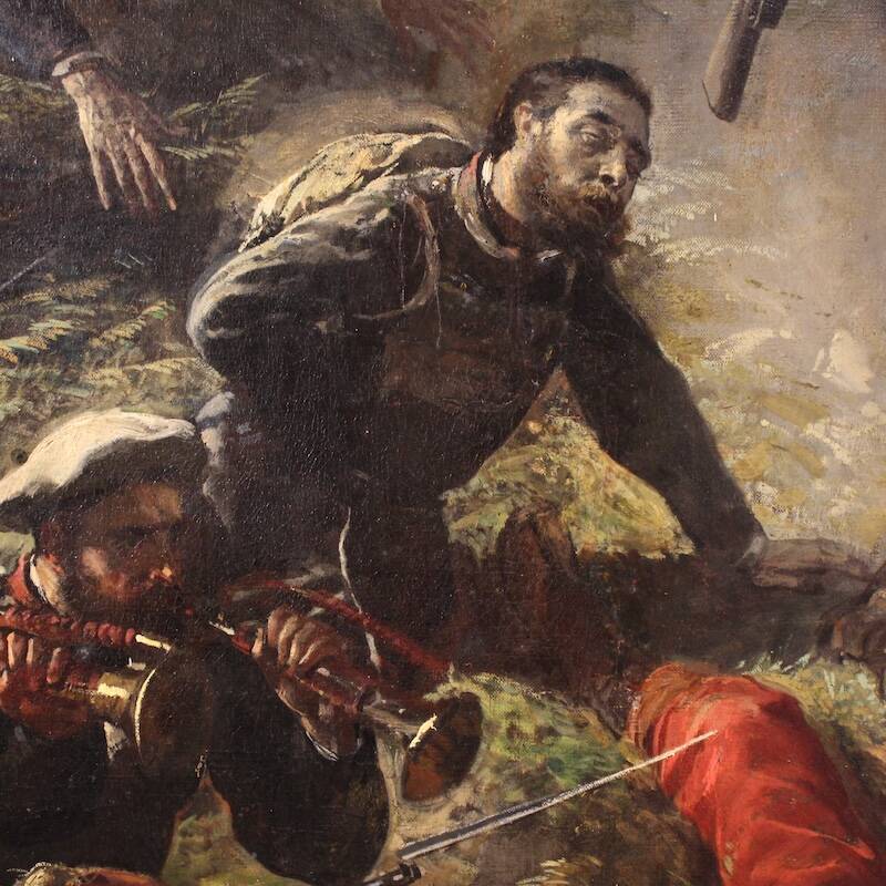 Great battle of the 19th century, painting signed H.P.