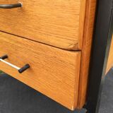 Vintage modernist office in oak and metal tubular base