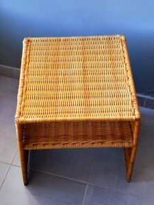 Wicker bedside table or side table from the 1960s.