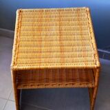 Wicker bedside table or side table from the 1960s.
