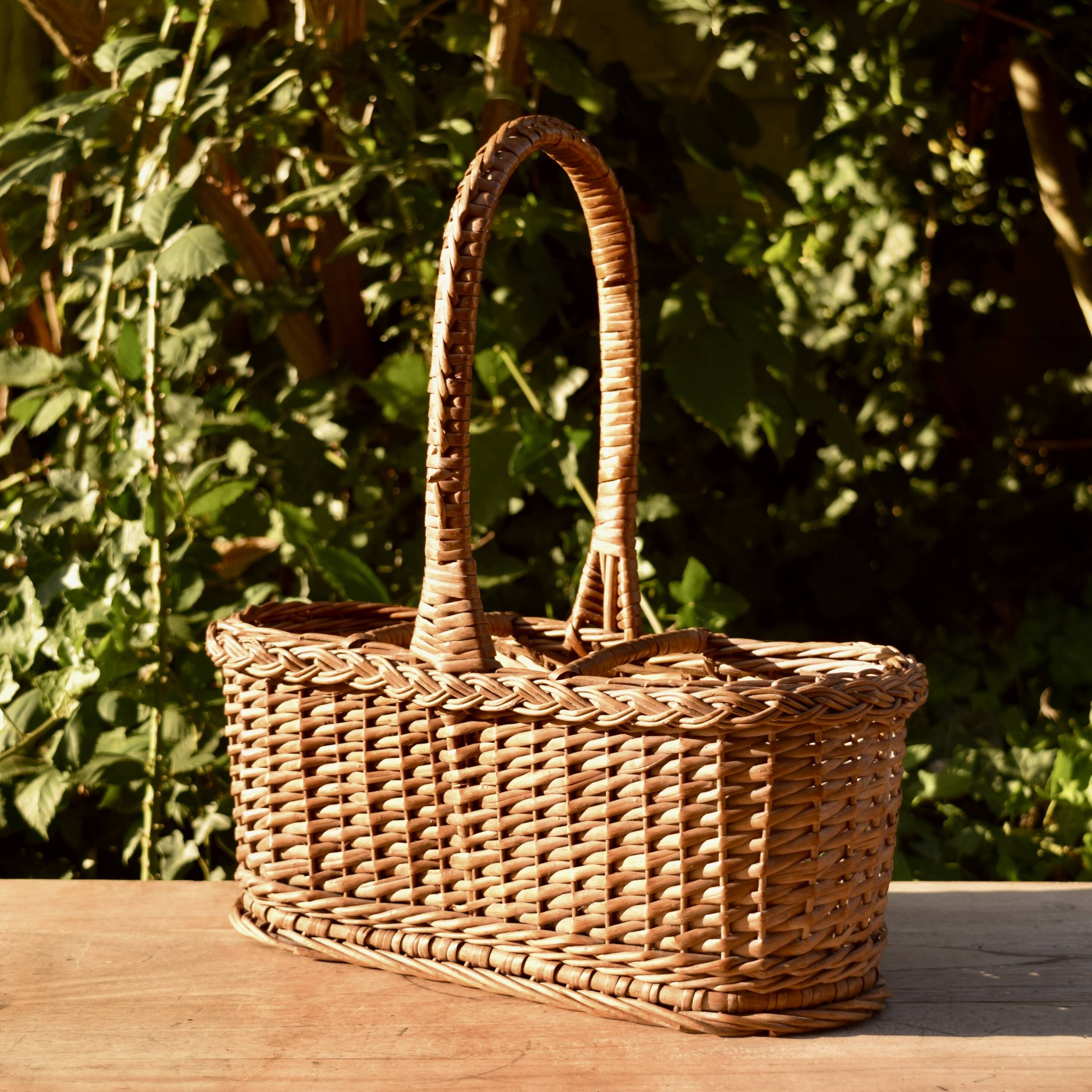 Vintage wicker bottle holder basket