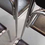 Set of 6 vintage Italian stackable chairs in chrome metal and skai.