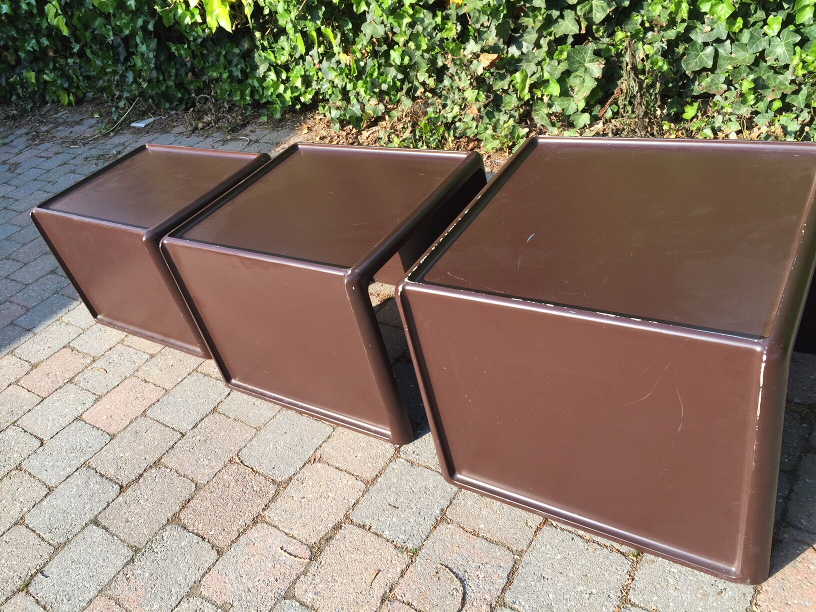 3 pull out tables  by Peter Ghyczy  for  Horn Collection 1970