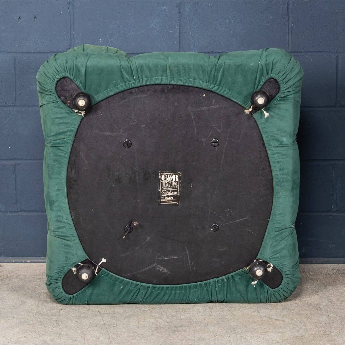 Vintage 20thc "camaleonda" green fabric armchair by mario bellini for c&b