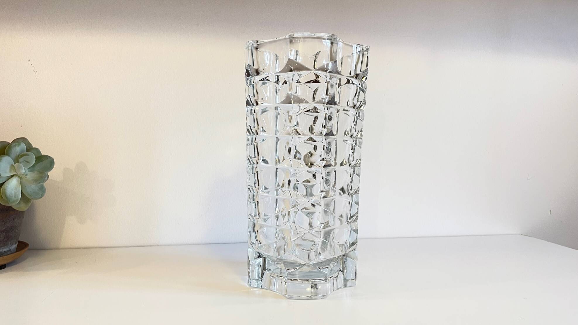 Geometric semi-crystal vase 1950s