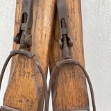 Wooden ski and its sticks