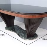 Dining Table by Vittorio Dassi with Oval Black Opaline Glass Top and Marble Base