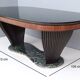 Dining Table by Vittorio Dassi with Oval Black Opaline Glass Top and Marble Base