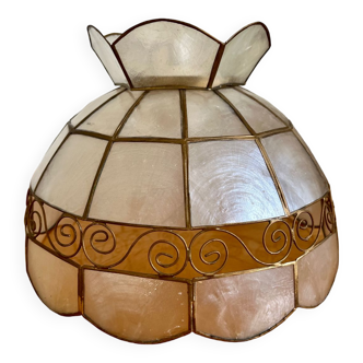 Vintage mother-of-pearl and brass pendant light