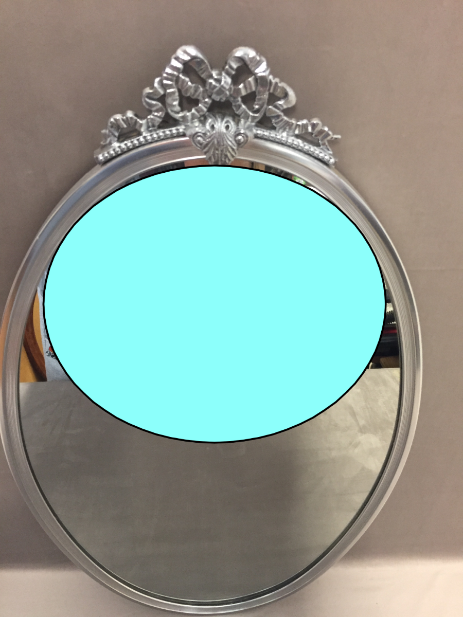 Mirror frame old art deco era 1930 aluminum fronton luvius cast
