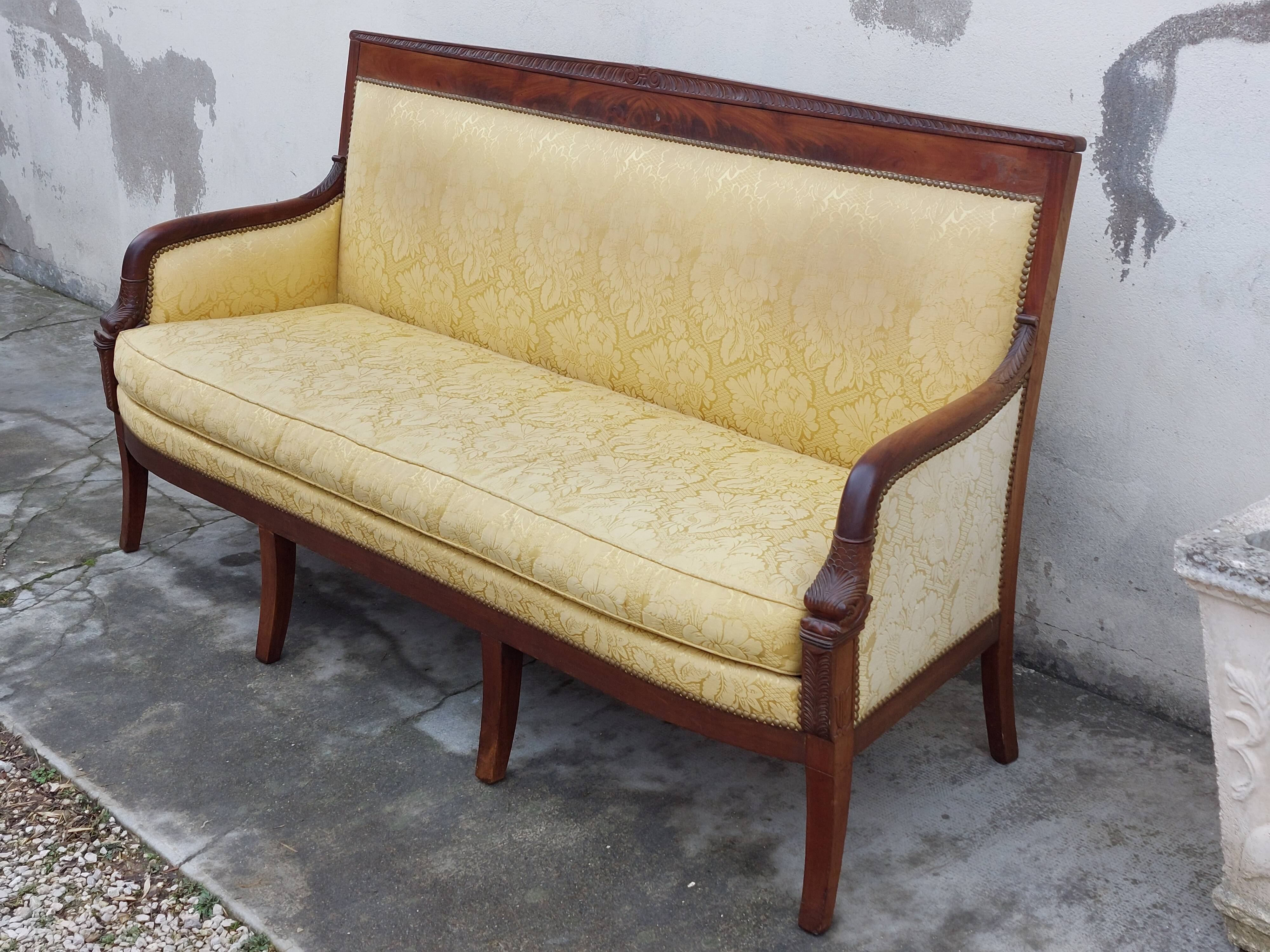 Vintage bench empire mahogany dolphin heads