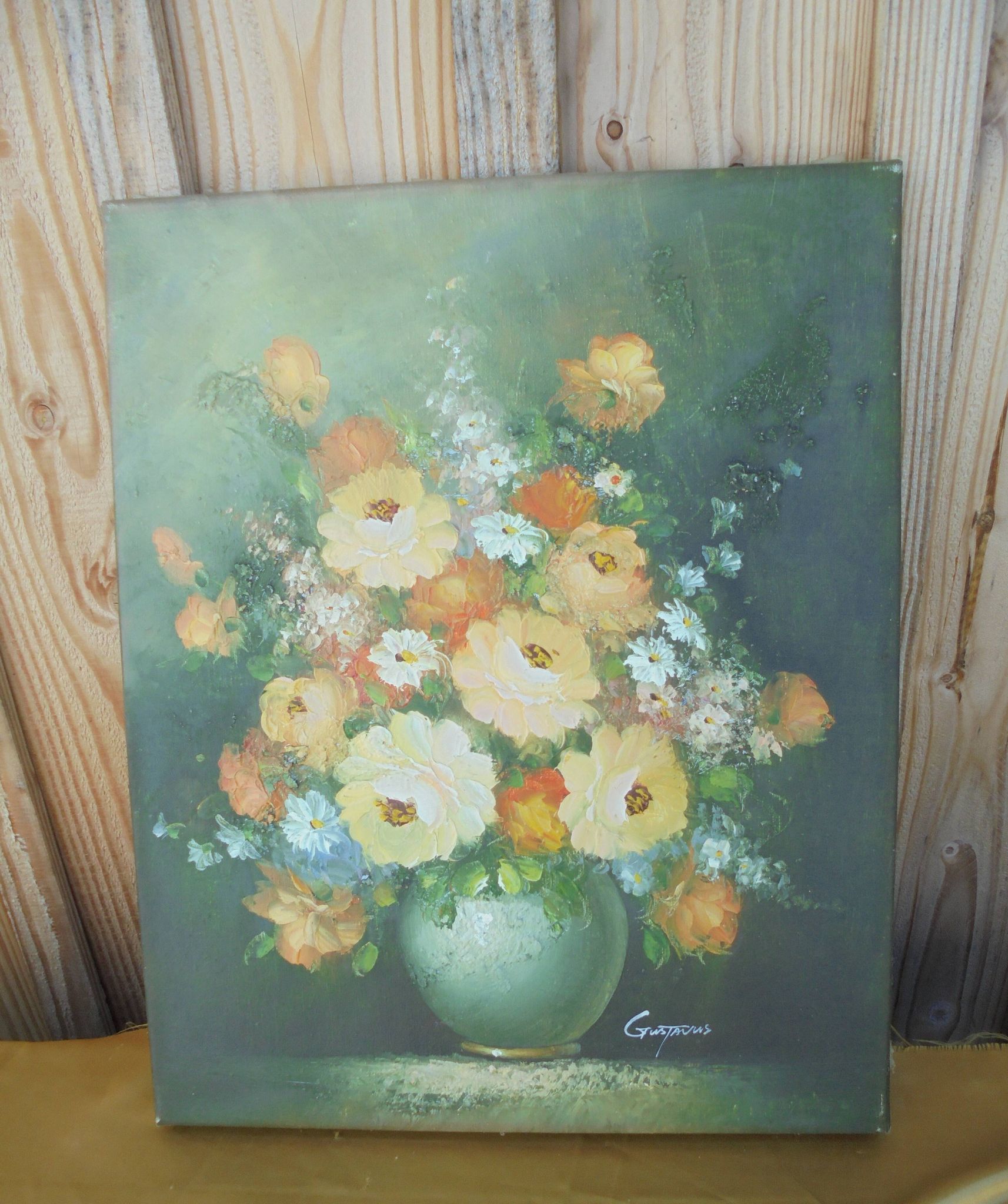 Huile sur toile "Bouquet de Fleurs" Gustavus