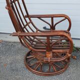 Rocking chair en rotin de 1970