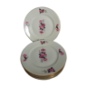 6 assiettes à dessert en porcelaine vintage DHB, décor de fleurs style art déco