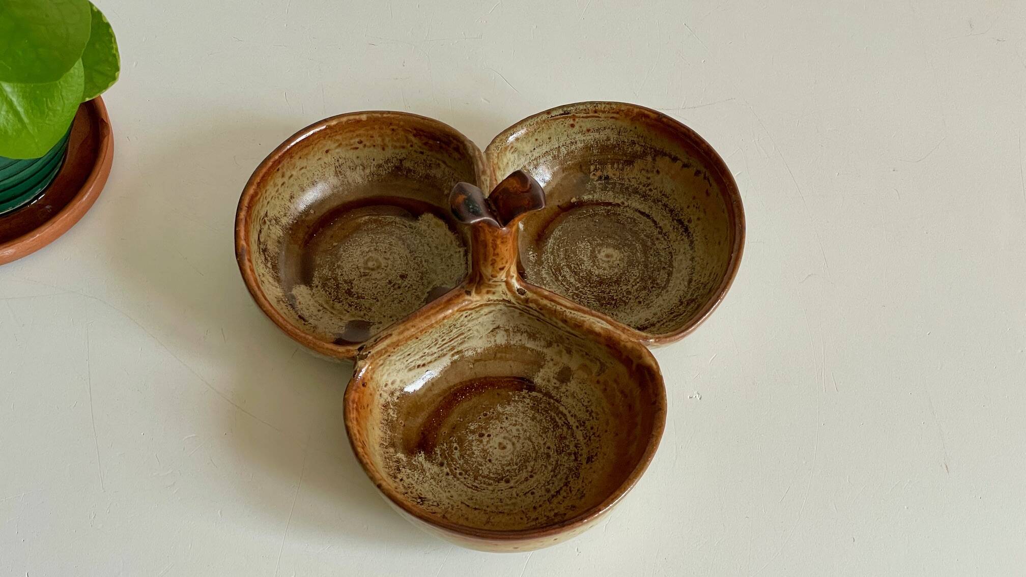 Vintage glazed stoneware appetizer dish